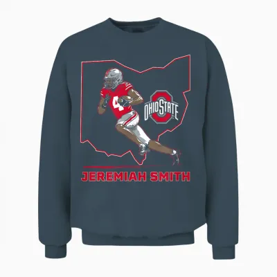 Ohio State Football: Jeremiah Smith State Star Unisex Sweatshirt - Dark Heather