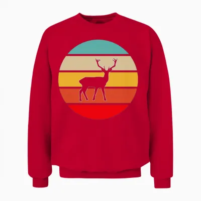 Deer Retro Unisex Sweatshirt - Red