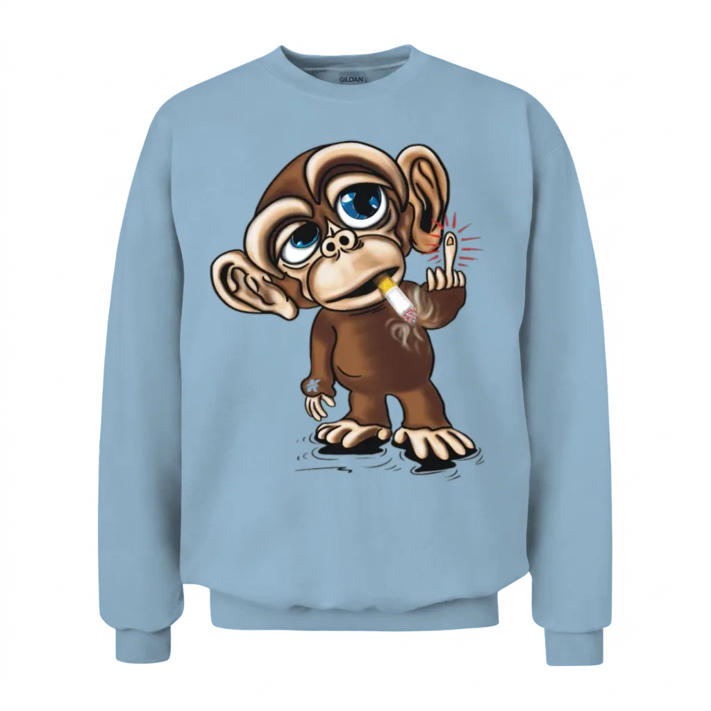 Dude Monkey Unisex Sweatshirt - Light Blue