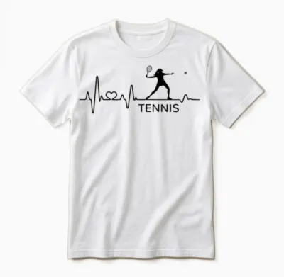 Tennis Tennis Player Gift Heartbeat Women's Girls T-Shirt, Gray Unisex T-Shirt - White