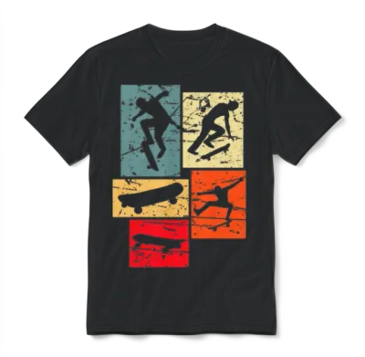 Skater Retro Unisex T-Shirt - Black