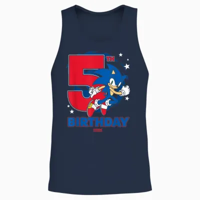 Sonic the Hedgehog 5th Birthday Epic Sonic Big Chest Logo Unisex Tank Top - Navy