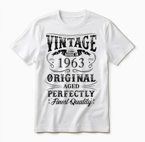1963 Vintage to Perfection Matured Vintage Made in 1963 T-Shirt, Gray Unisex T-Shirt in White