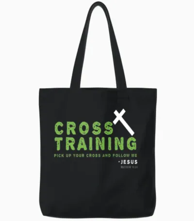 Christian Training Pun Christian Design Tote Bags - Black