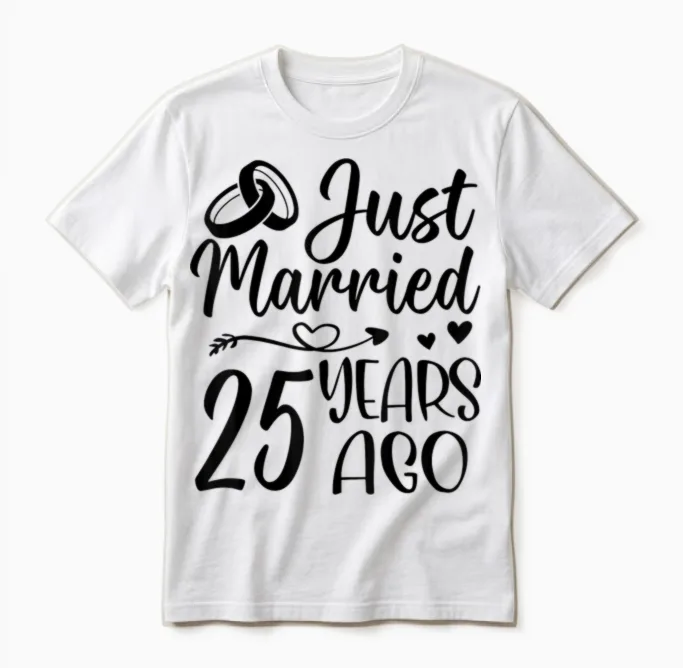 Je Viens De Me Marier Il Y a 25 Ans, 25e Anniversaire De Mariage Du Couple Unisex T-Shirt in White