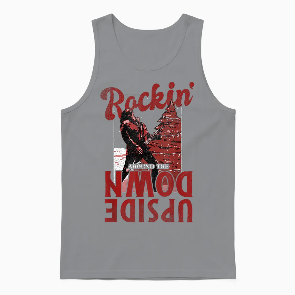 Stranger Things Christmas Eddie Munson Rockin' Upside Down Unisex Tank Top in Sport Grey