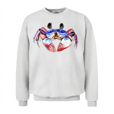 Crab Water Painting Unisex Sweatshirt - White