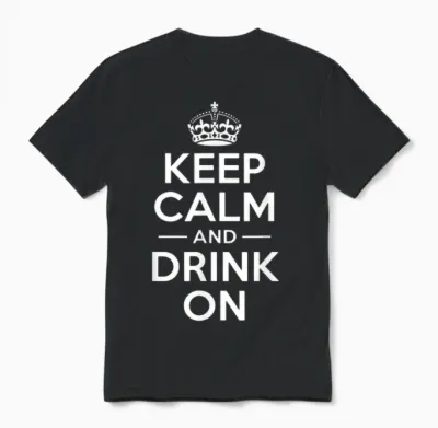 Keep Calm and Drink on Lustige Spruchkrone Unisex T-Shirt - Black