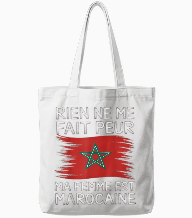 My Wife Is Moroccan Funny Gift Married Morocco Humour Tote Bags in White