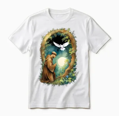St Francis of Assisi Patron Saint of Animals Unisex T-Shirt - White