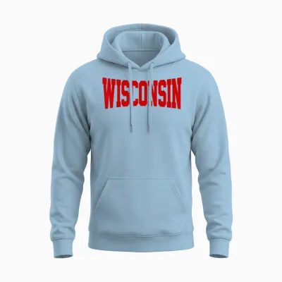Vintage Wisconsin Mens Wisconsin Womens Red Retro Unisex Hoodie - Light Blue