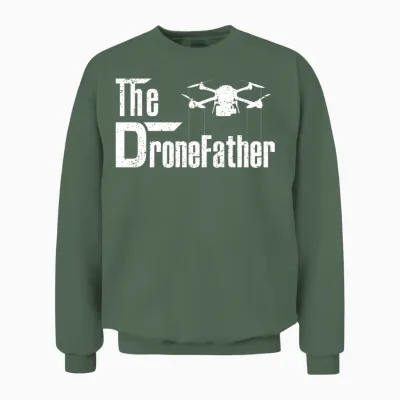 The Funny Quadfather Funny Drone Quadcopter Father Unisex Sweatshirt - Military Green