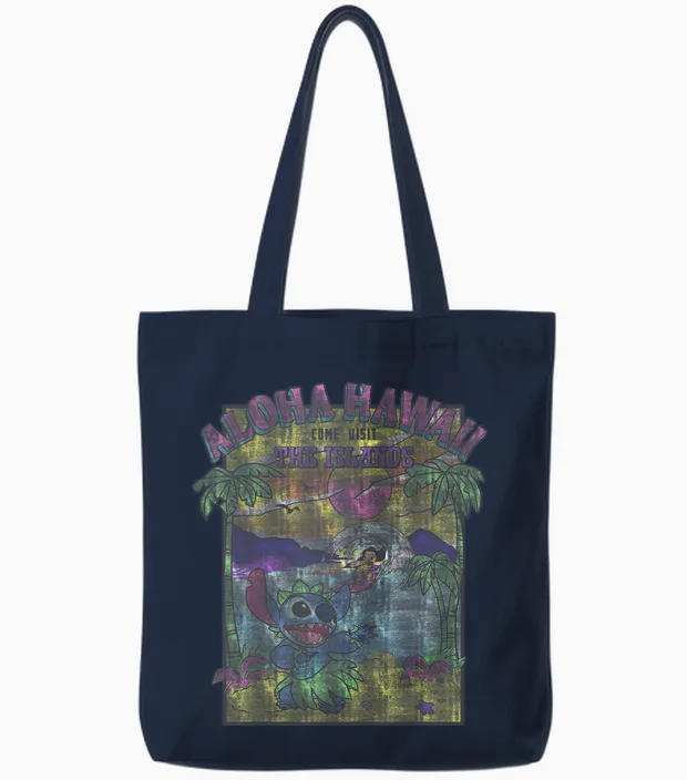 Disney Lilo & Stitch Aloha Hawaii Come Visit the Islands Tote Bags in Navy