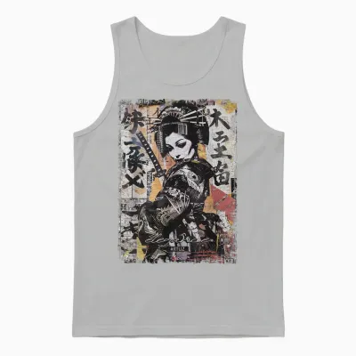 Geisha Asia Japan Woman Vintage Culture Tokyo Geisha T-Shirt, Black, S Unisex Tank Top - Ash