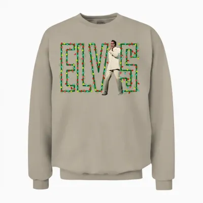 Elvis Presley Official Elvis Christmas Light Unisex Sweatshirt - Sand
