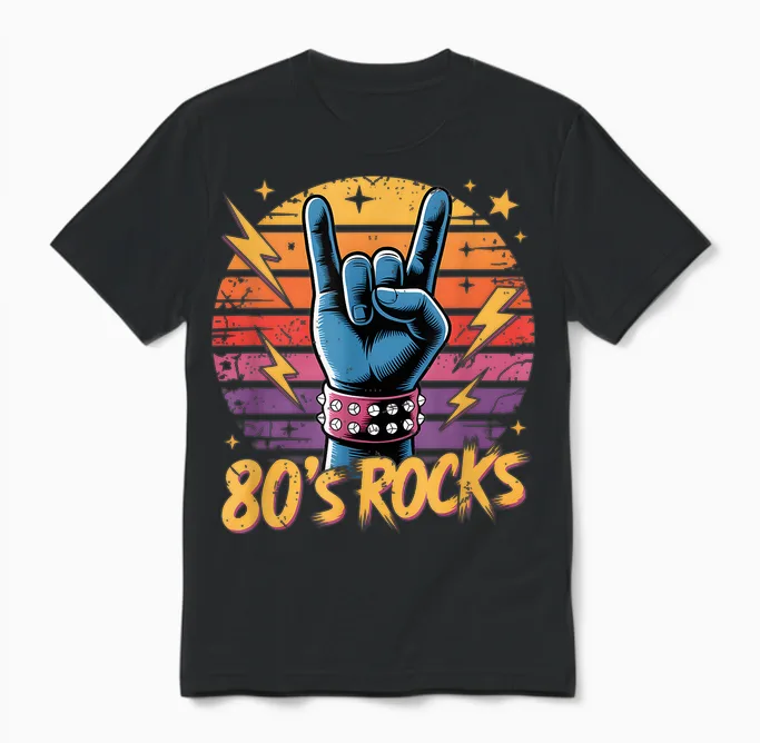 Vintage 80s Rock Bands 80s Party Retro Music Band Unisex T-Shirt in Black