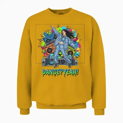 Vibrant Retro Dance Party Illustration Unisex Sweatshirt - Gold