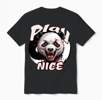 'play Nice' Beast Panda Yin Yang Gd Unisex T-Shirt - Black