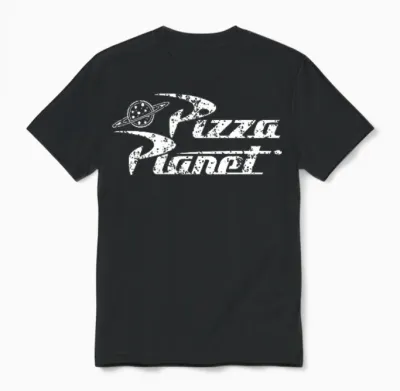 Disney Pixar Toy Story Pizza Planet Left Chest Logo Unisex T-Shirt - Black