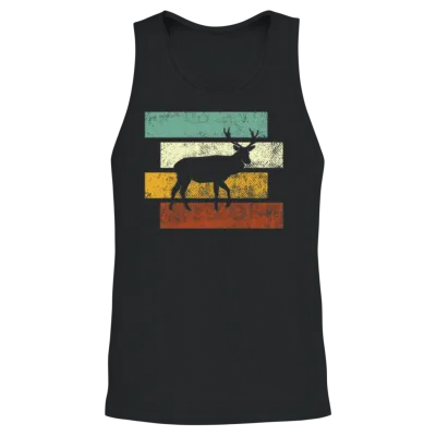 Deer Retro Unisex Tank Top - Black