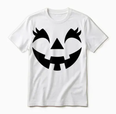 Jack O Lantern Face Pumpkin Eyelashes Hallowen Costume Funny Unisex T-Shirt - White