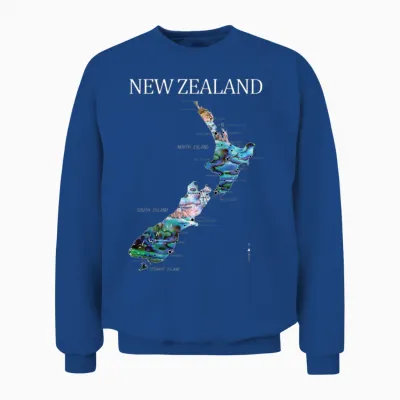 New Zealand Map Detailed Paua Unisex Sweatshirt - Royal