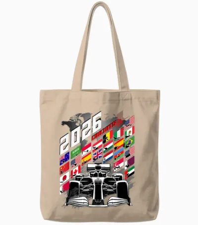 Racing Car Calendar 2026 Circuit Schedule Places Men Women Tote Bags - Natural