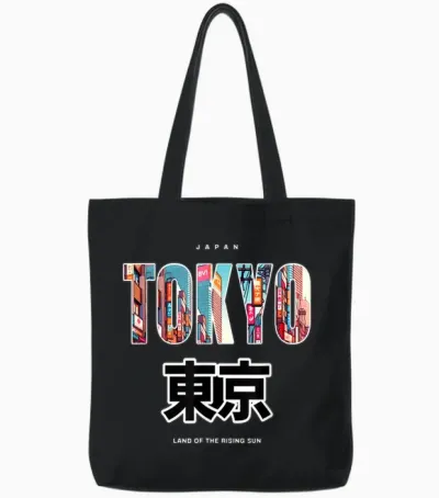 Manga Tokyo Anime Japanese Merch Kawaii Men Women Kids T-Shirt, Black, S Tote Bags - Black