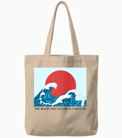 Waves Hunter Tote Bags - Natural