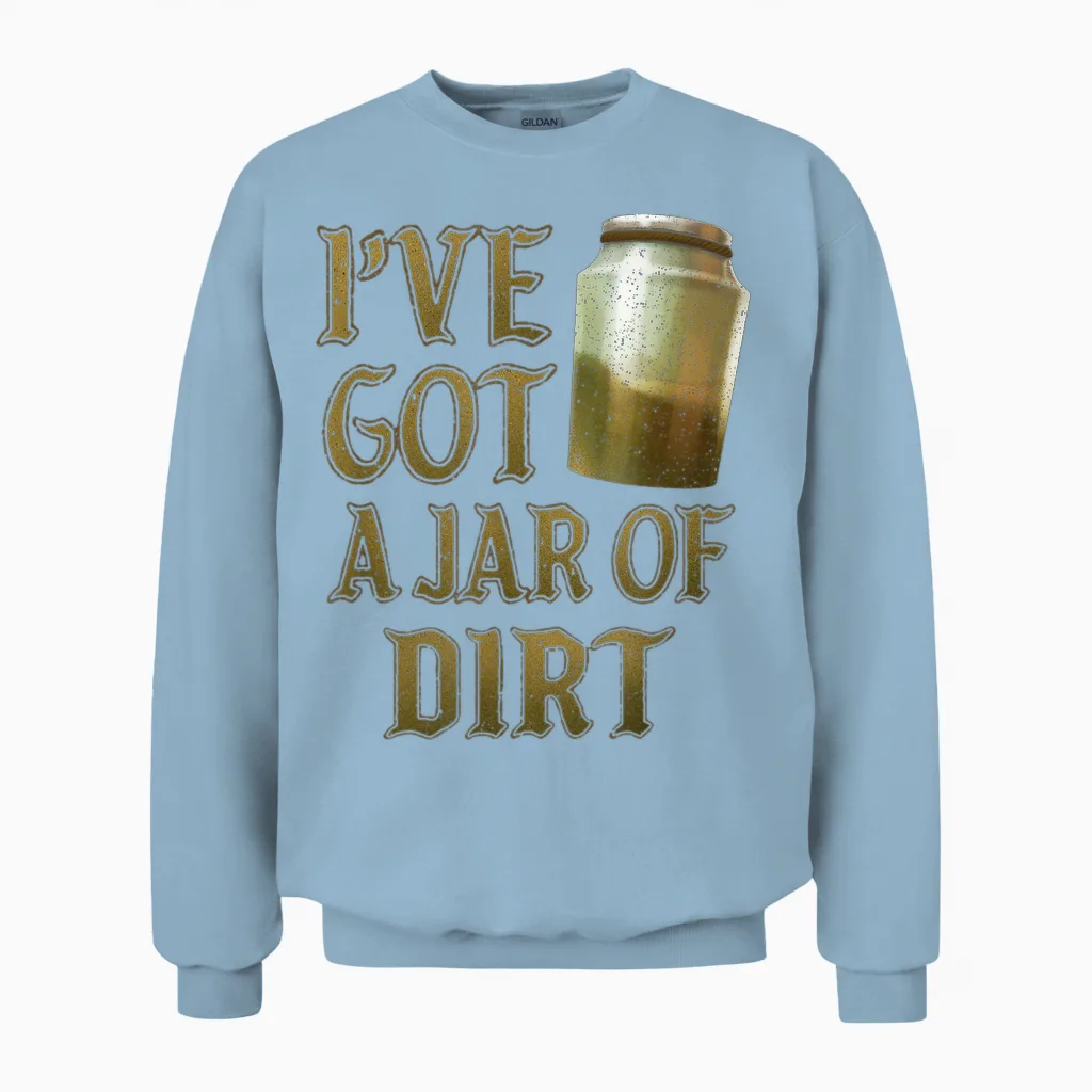 Disney Pirates of the Caribbean I've Got a Jar of Dirt T-Shirt Small Unisex Sweatshirt in Light Blue
