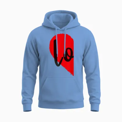 Couple Half Heart Love Funny Valentine's Day Women Men Adult Unisex Hoodie - Carolina Blue