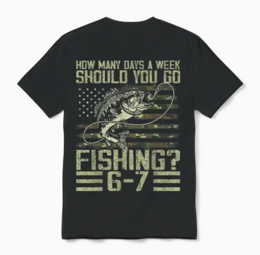 Funny Fishing Boy Teens Kid Camouflage Usa Flag Bass Fish 67 Unisex T-Shirt in Black
