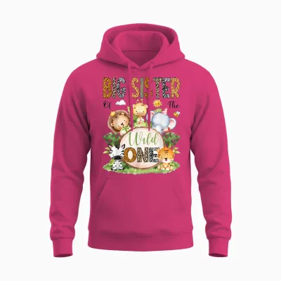 Big Sister of the Wild One Safari Dschungel 1. Geburtstag Kinder Unisex Hoodie - Heliconia