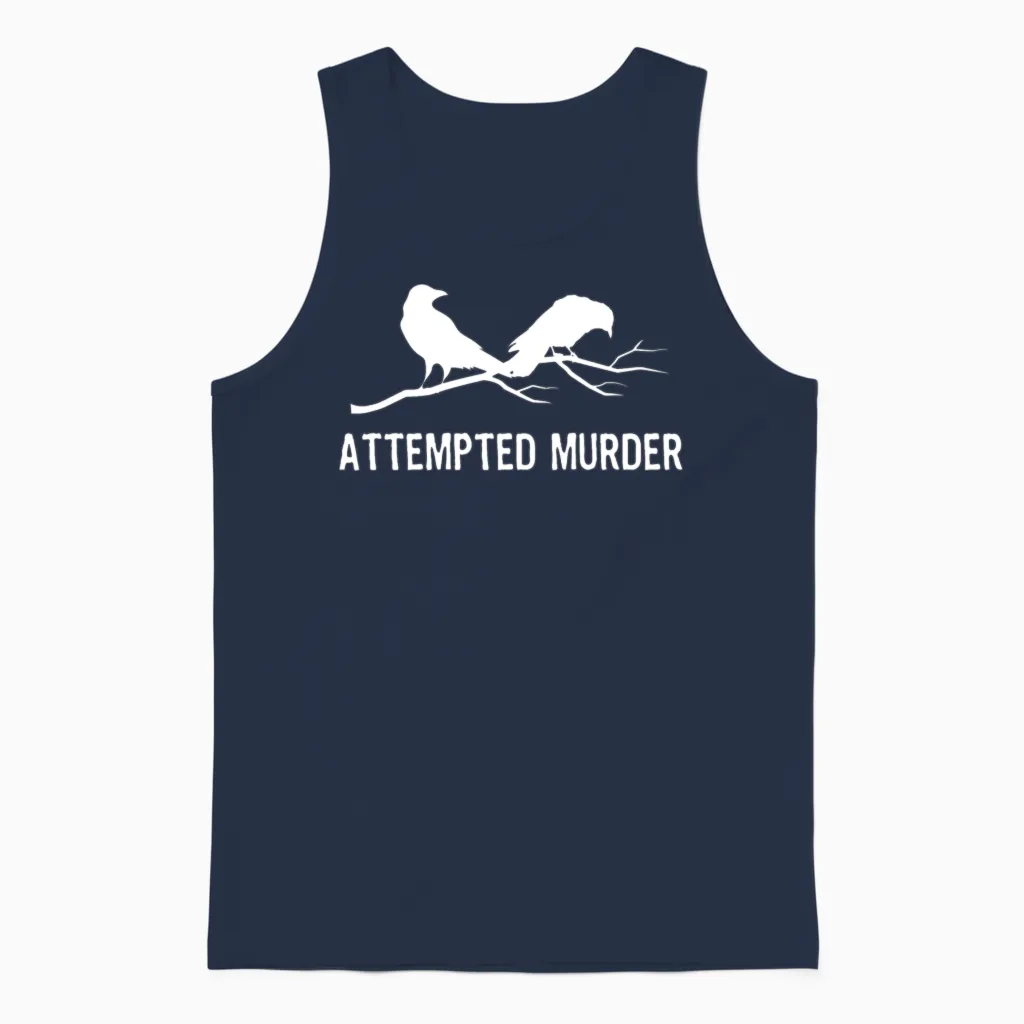 Crows Attempted Murder Funny Crow Meme Bird 2bk1 Unisex Tank Top in Navy