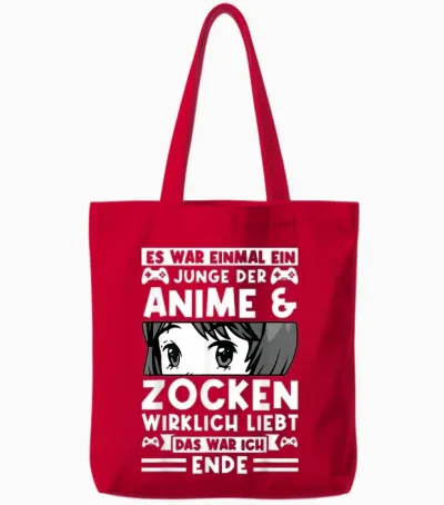Ein Junge Der Anime & Zocken Liebt Anime Zocken Tote Bags - Red
