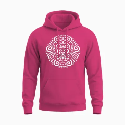 Maori Round Tattoo Harmony in White Unisex Hoodie - Heliconia