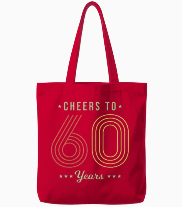 60th Birthday Vintage - Cheers to 60 Years Tote Bags in Red