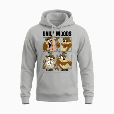 Looney Tunes Tazmanian Devil Daily Moods Panels T-Shirt Small Unisex Hoodie - Ash