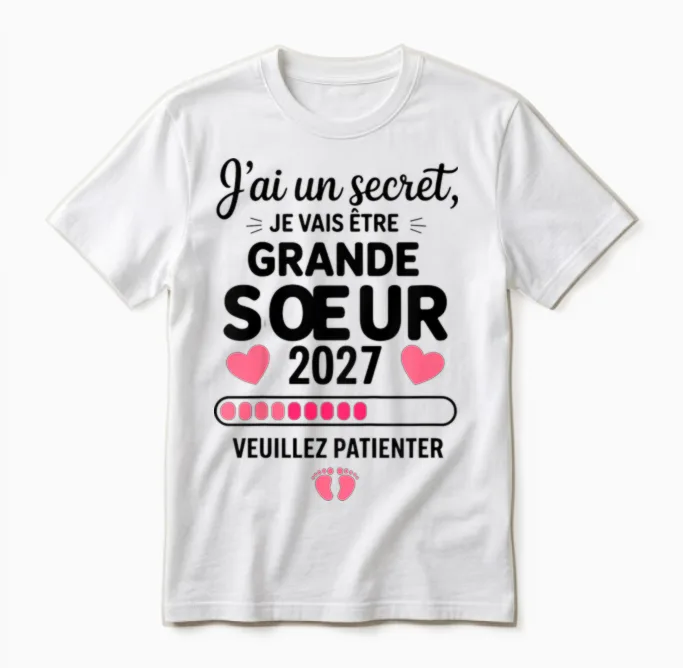 Je Vais Etre Grande Soeur 2027 Future Grande Soeur 2027 Unisex T-Shirt in White