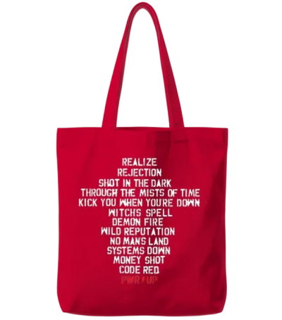 Ac/dc Logo Design with Power Up Tracks Backprint Tote Bags - Red