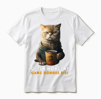 Funny T-Shirt with German Text "guten Morgen Ganz Dünnes Eis [german Language], Black Unisex T-Shirt - White