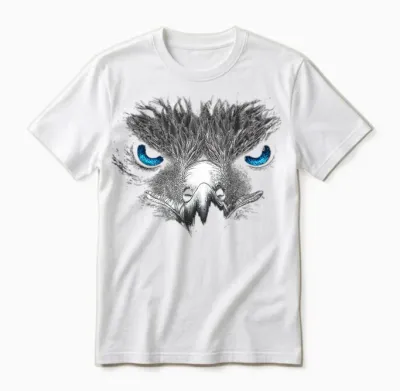 Adler Vogel Grafik Tier Illustration Blaue Augen Adler Unisex T-Shirt - White