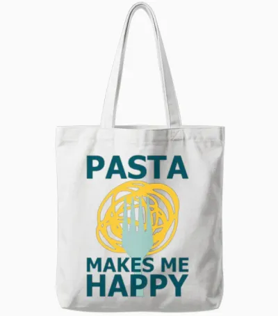 Funny Pasta Slogan Tote Bags - White