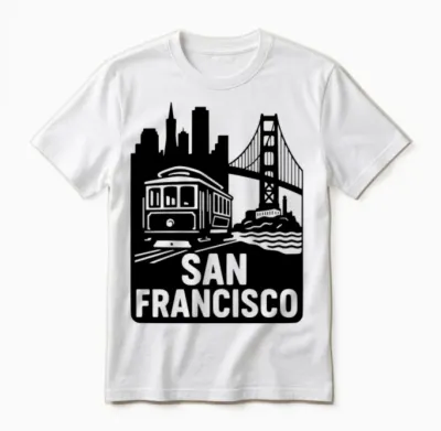 San Francisco California Gate City Cable Car Unisex T-Shirt - White