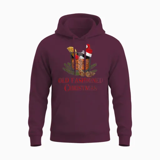 Love That Country Life Whiskey Old Fashioned Christmas Funny Bourbon Cocktail Drink Unisex Hoodie in Maroon