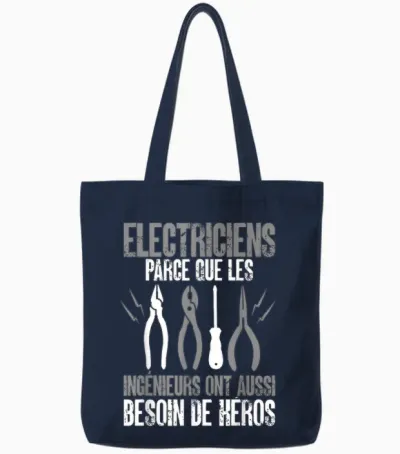 Electrician Funny Engineers Also Need Hero T-Shirt, Black, S Tote Bags - Navy