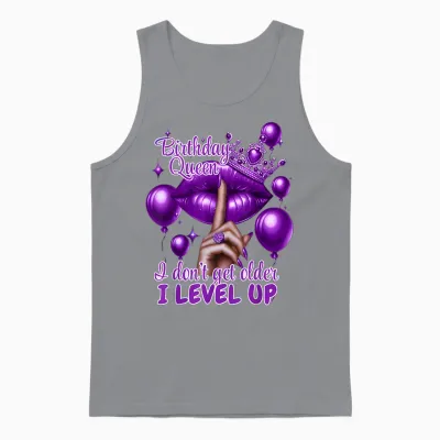 Retro Purple Birthday Queen I Dont Get Older I Level Up Unisex Tank Top - Sport Grey