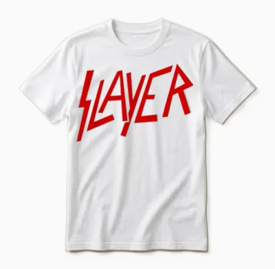 Slayer Official Classic Logo T-Shirt - Black, Crew Neck, Short Sleeve, Casual & Fitness (polyester, Cotton) Unisex T-Shirt - White