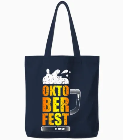 Oktoberfest 2024 Funny Beer Mug Oktoberfest Costume T-Shirt, Black, S Tote Bags - Navy