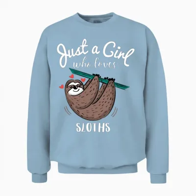 Just a Girl Who Loves Sloths Unisex Sweatshirt - Light Blue